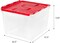 Ornament Storage Box with Attached Lid, Stores 75 Ornaments per Bin, 2-Pack, Stackable Durable Christmas Storage Organization Container Bin for Holiday Decorations and Accessories, Clear/Red